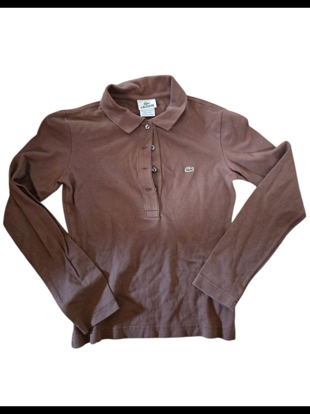Lacoste brown long sleeve polo shirt Size S36-us small